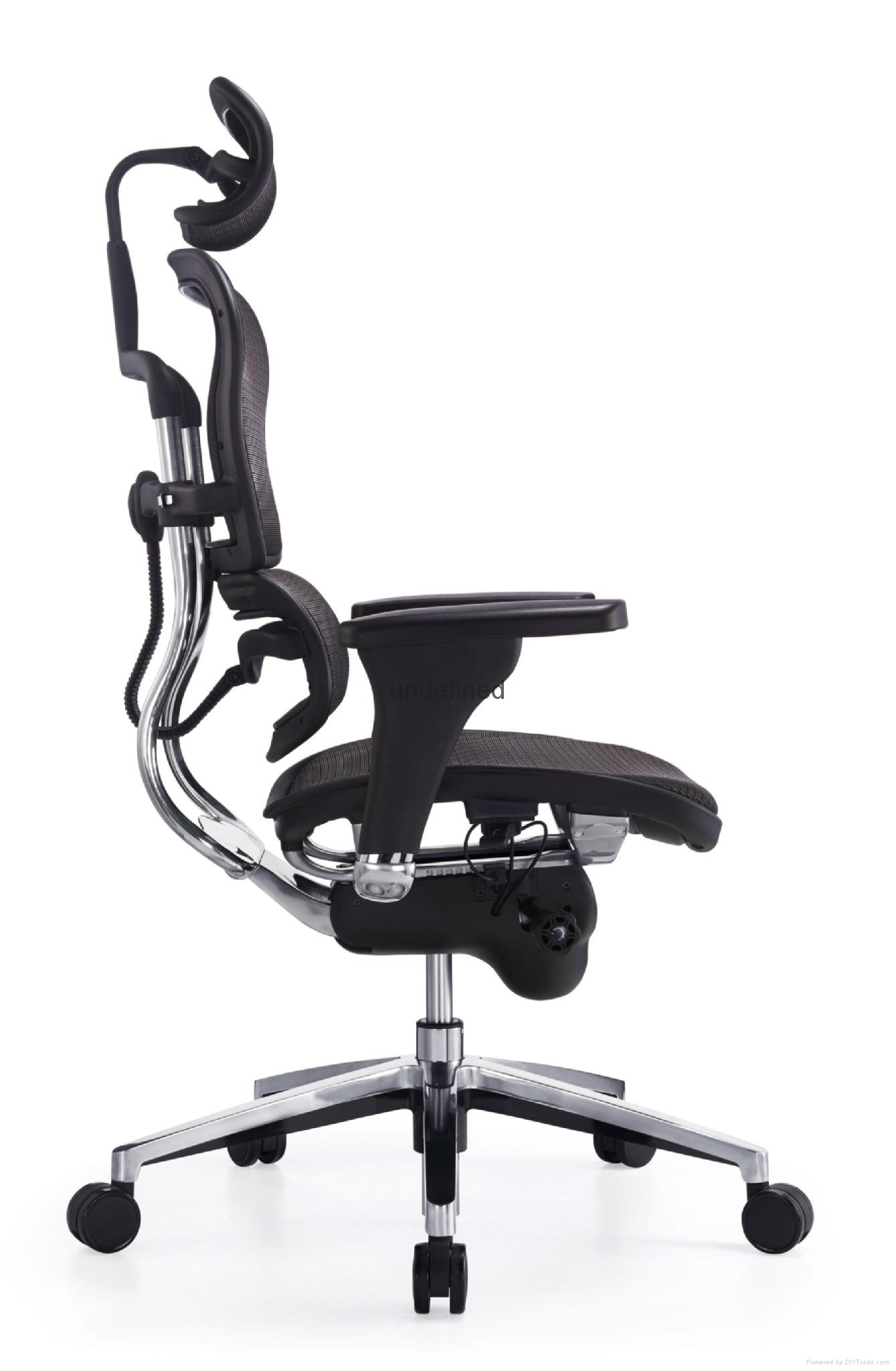 Bonas人体工学电脑椅老板转椅后仰可躺护腰办公椅网布透气椅