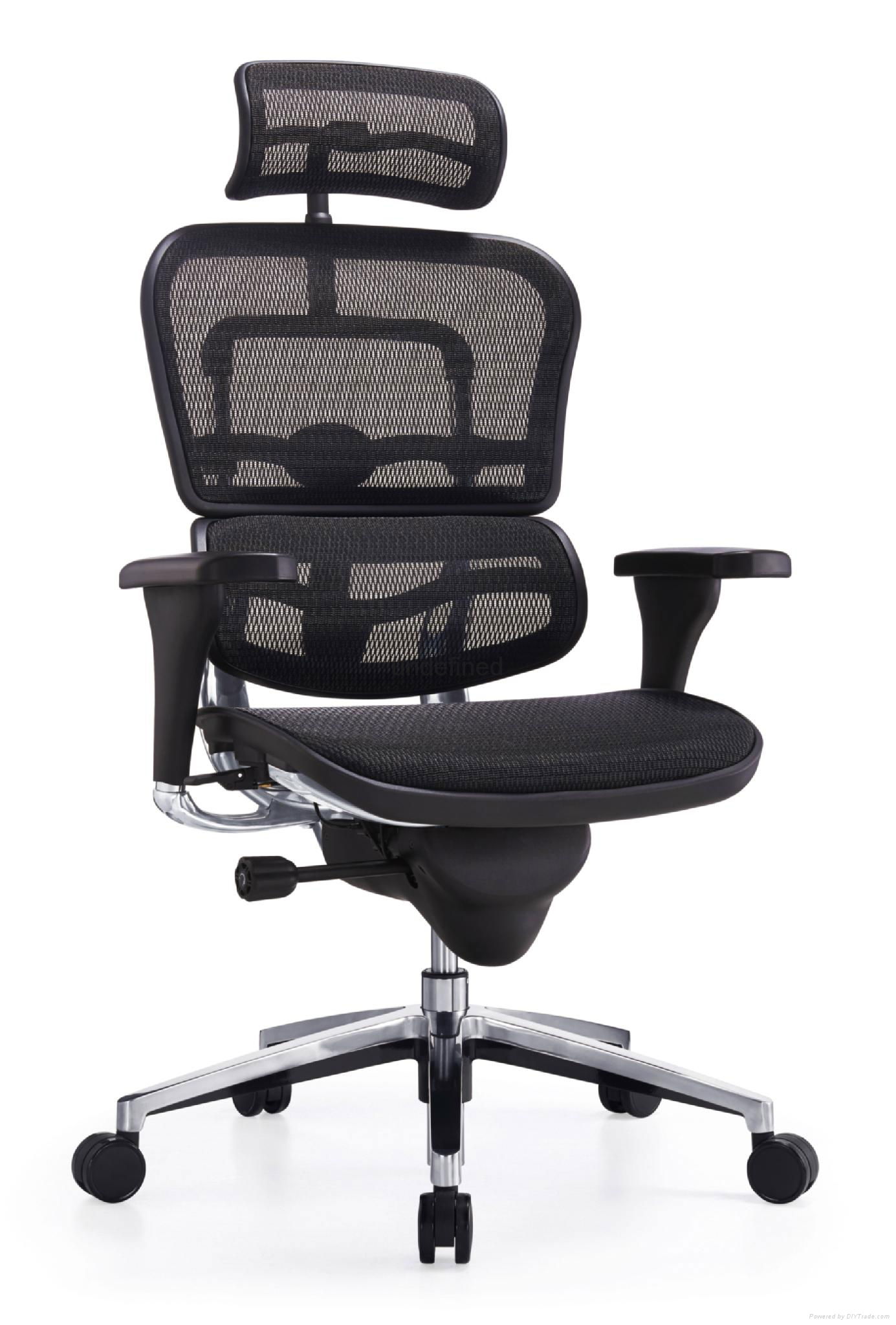Bonas人体工学电脑椅老板转椅后仰可躺护腰办公椅网布透气椅 2