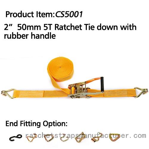 CS5001 2” 50mm 5T ratchet tie down with rubber handle