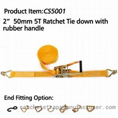 CS5001 2” 50mm 5T ratchet tie down with rubber handle