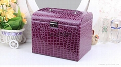 Super beauty leather jewelry box with drawer and lock