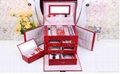 Super beauty leather jewelry box with drawer and lock