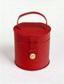 cylindrical leather jewelry box
