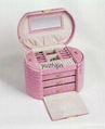 Beauty leather jewelry box with 3 drawers and lock