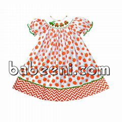 Cute pumpkin train smocked bishop dress - DR 2024