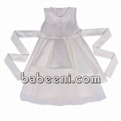 White sleeveless party dress with flower patterns - DR 2342