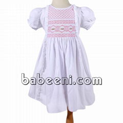 Sweet white girl smocked dress - DR 2309