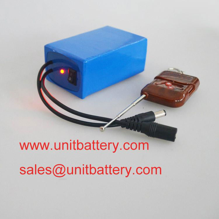 12V 6800mAh rechargeable lithium ion battery pack with remote control 100m 2