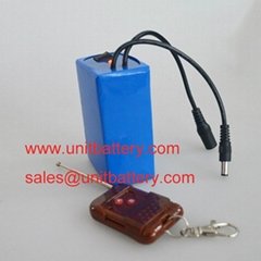 12V 6800mAh rechargeable lithium ion battery pack with remote control 100m