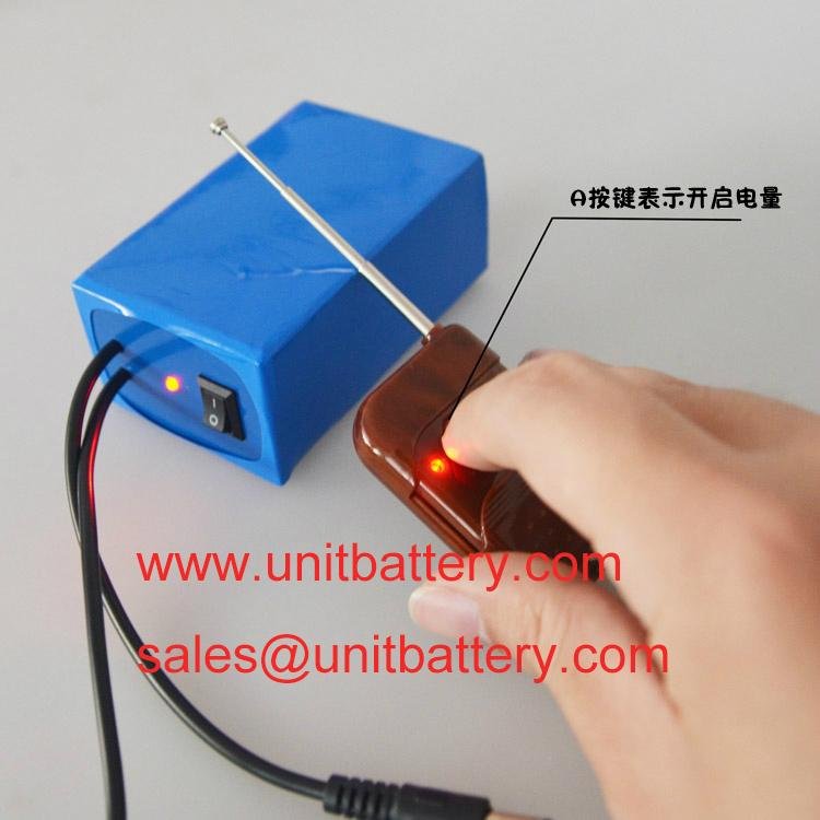 12V 6800mAh rechargeable lithium ion battery pack with remote control 100m 3