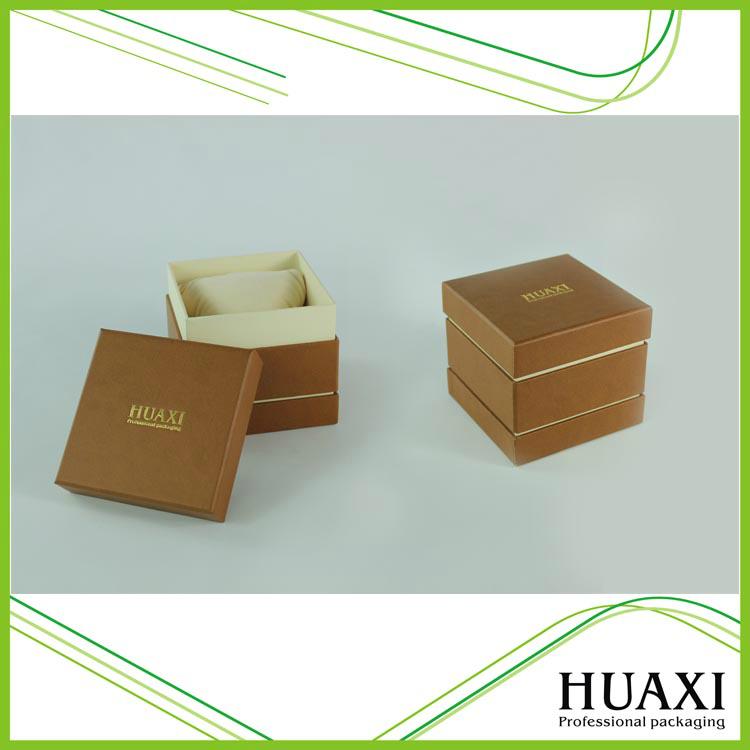  2016 Huaxin Brown Fancy Paper Watch Storage Box Leather Pillow 