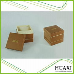  2016 Huaxin Brown Fancy Paper Watch Storage Box Leather Pillow 