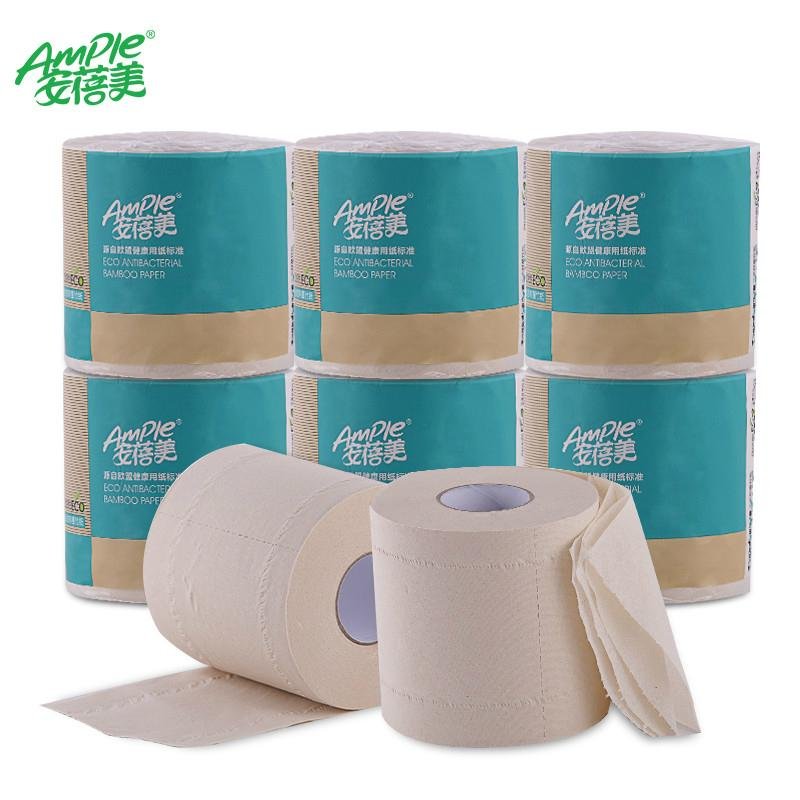 4 Ply Unbleached Bamboo Pulp Toilet Paper Bath Roll Tissue Rollo Papel Higienic 4