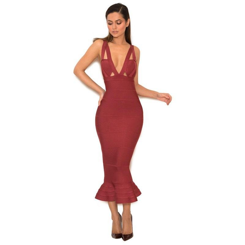 2016 new style elegant bandage fish tail long party dresses for women 3