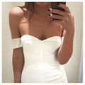 Latest design off shoulder knee length low-cut tight dress bandage