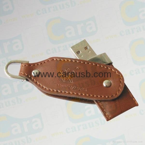 CaraUSB leather PU outer housing usb flash memory 2GB hot stamp logo promotional
