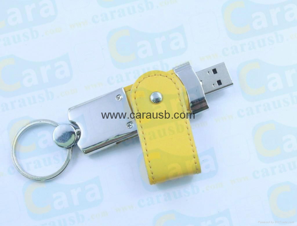 CaraUSB leather PU outer housing usb flash memory 2GB hot stamp logo promotional 3