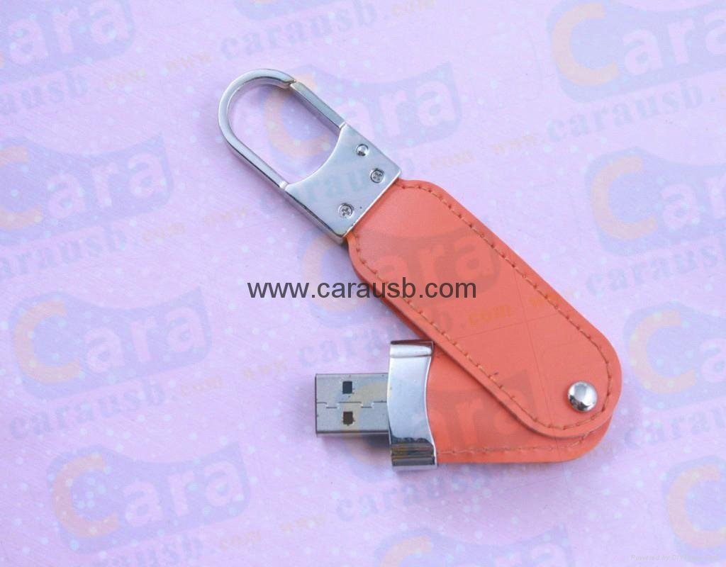 CaraUSB leather PU outer housing usb flash memory 2GB hot stamp logo promotional 4