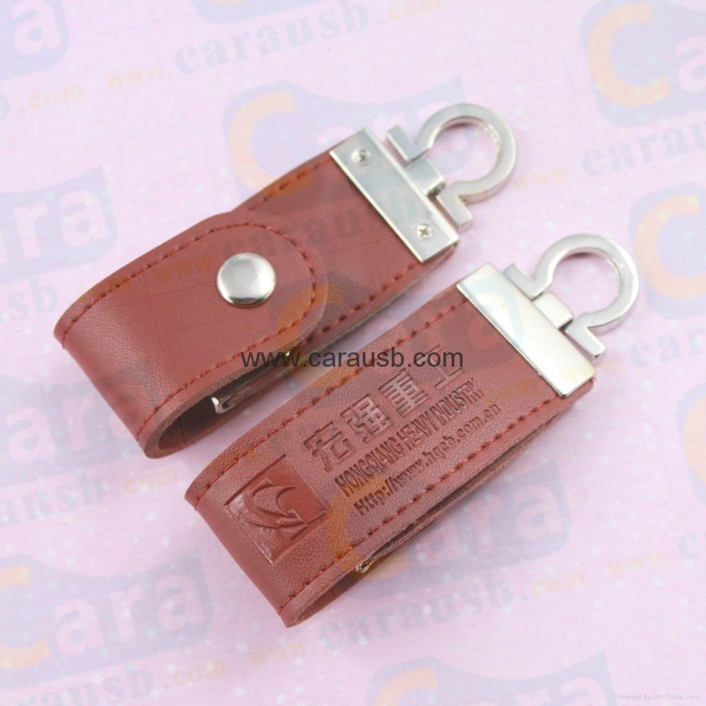 CaraUSB leather PU outer housing usb flash memory 2GB hot stamp logo promotional 5