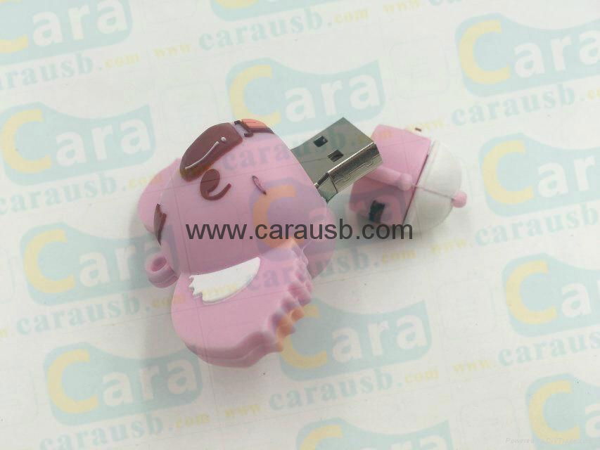 CaraUSB custom PVC 3D raccoon dog usb disk pink wildcat flashdrives 8GB gifts 2