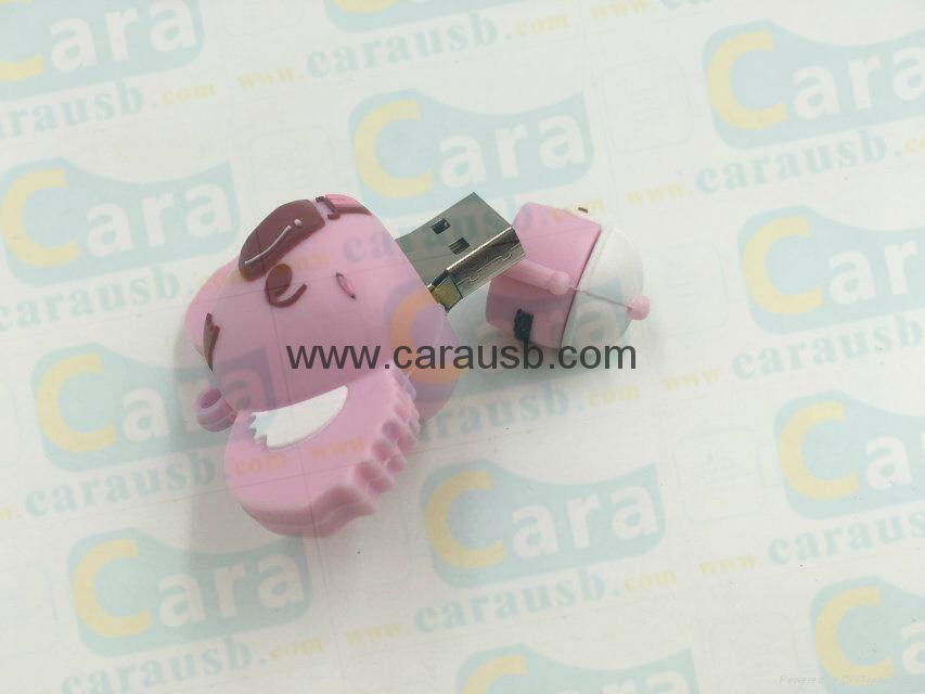 CaraUSB custom PVC 3D raccoon dog usb disk pink wildcat flashdrives 8GB gifts 3