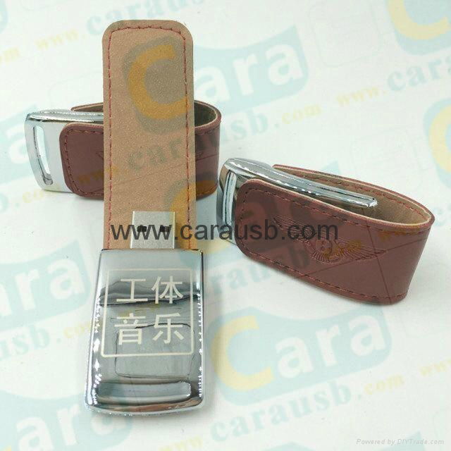 CaraUSB brown leather usb flash disk 8GB music promotional giveaways 3