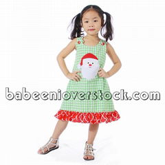 Beautiful Santa Claus appliqued A-line dress for baby girls - BB836