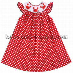 Beautiful crab smocked bishop dress for girl - BB951