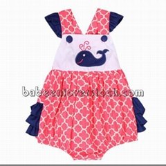 Adorable dolphin appliqued bubble for little girls - BB1022