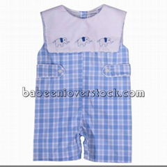 Cute elephant shadow embroidered boy shortall - BB1011