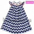 Peace sign smocked bishop dress - BB213 1