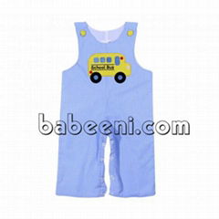 Cute schoolbus applique boy longall -