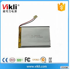 Prismatic rechargeable single cell Lipo battery 3.7V 2100mah with high discharge