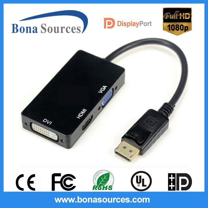 'displayport to DVI HDMI VGA with audio adapter cable 2