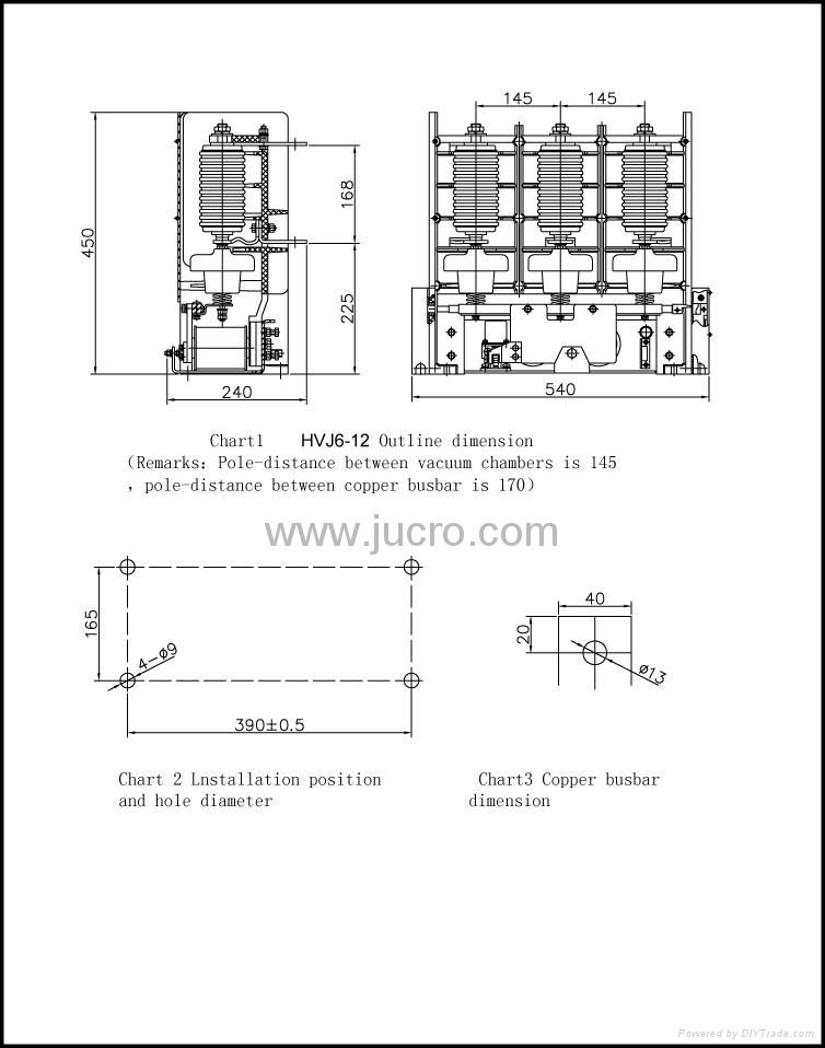 HVJ6 JCZ5 7.2KV 12kv vacuum contactor 200A 400A 630A 2