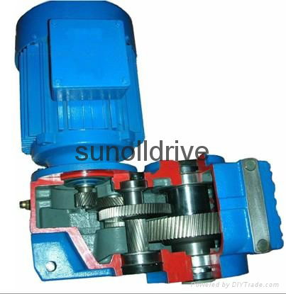 F series blue color helical geared motor/gearbox/ speed reducer  3