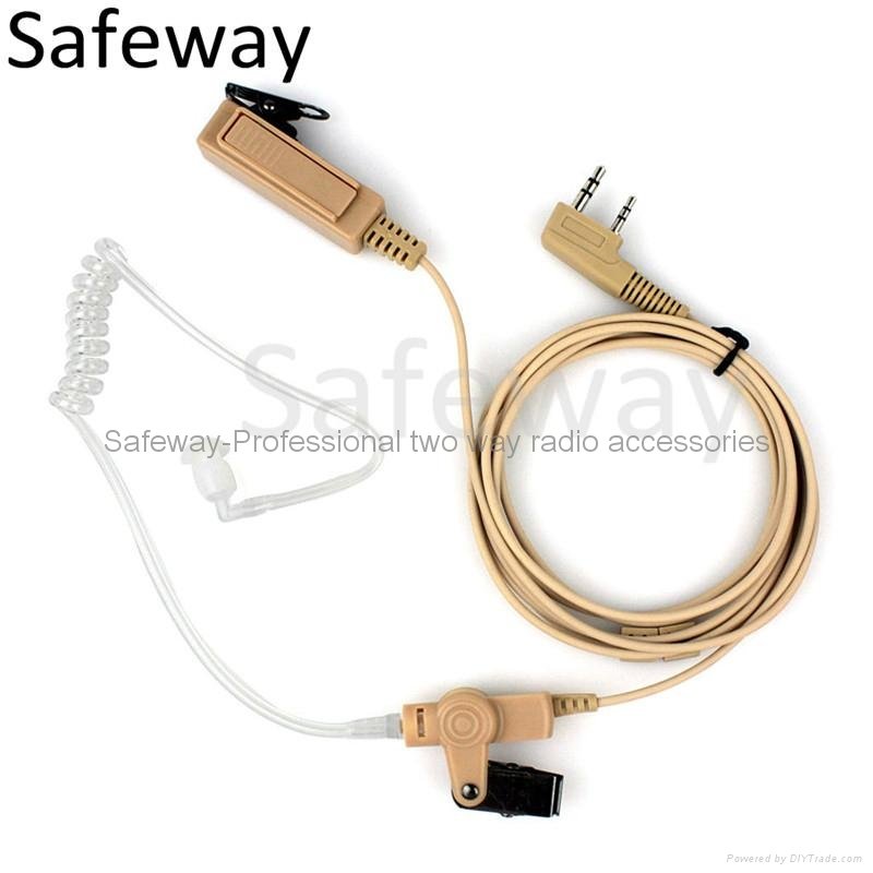 Beige color 2 wire acoustic tube earpiece headset for Kenwood and baofeng UV-5R 4