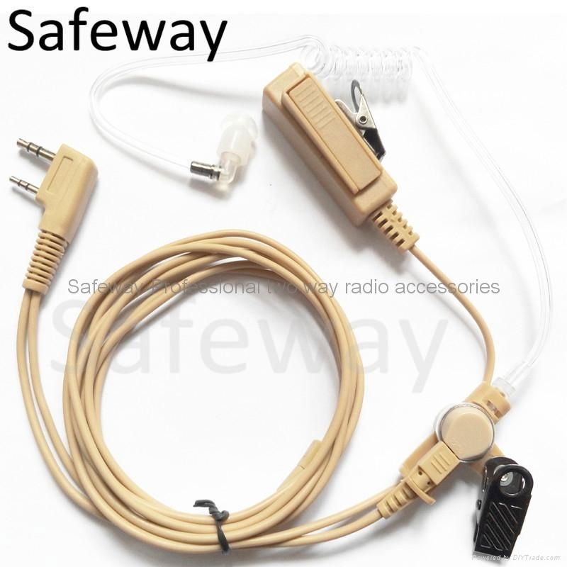 Beige color 2 wire acoustic tube earpiece headset for Kenwood and baofeng UV-5R