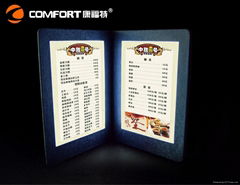 LED PU Leather Menu Cover for restaurant