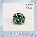 6.5mm 1.0 carat moissanite loose gemstones light green