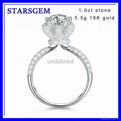 snow white 1.0 carat moissanite engagement ring in 18K gold