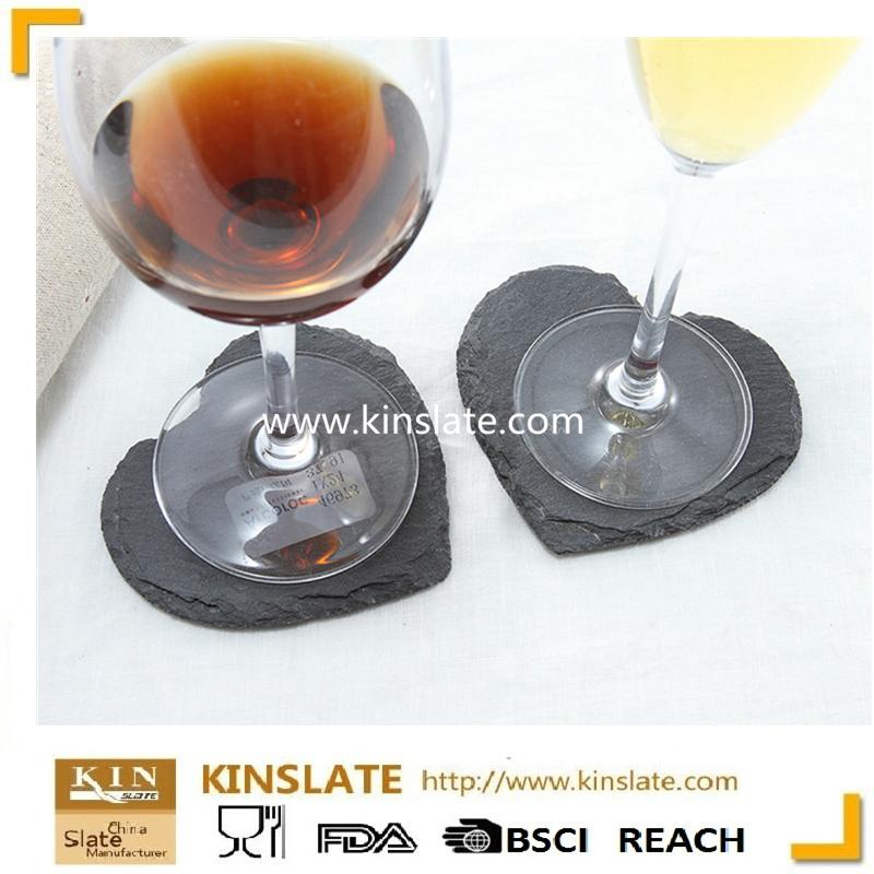 Durable use special design natural slate stone products black cup coaster 5