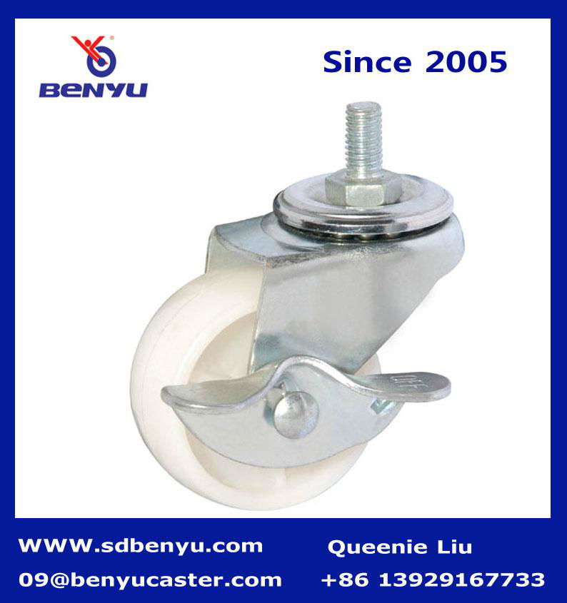 2 Inch White Nylon Caster With Side Brake