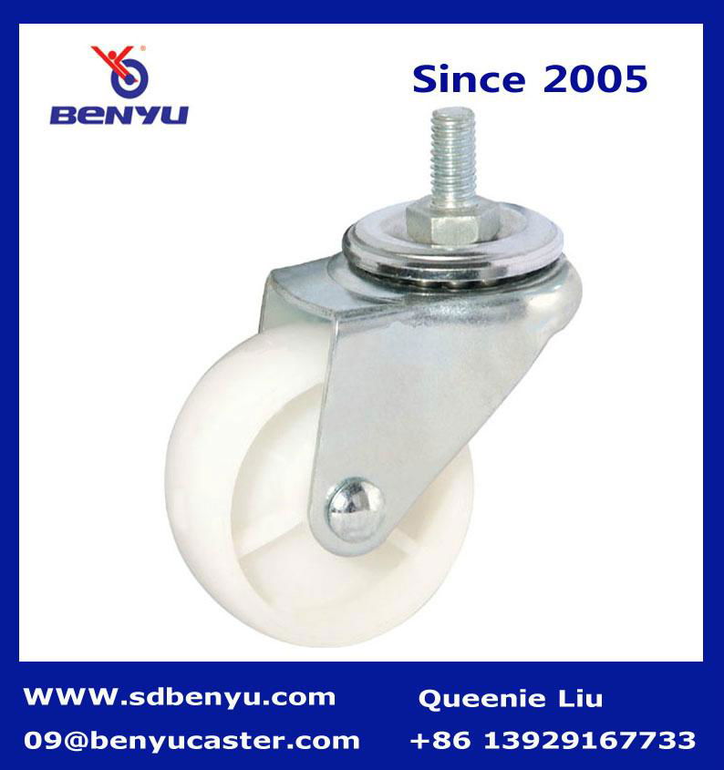 2 Inch White Nylon Caster With Side Brake 3