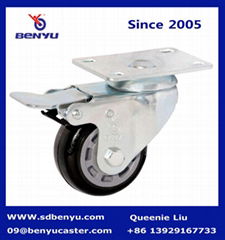 Medium duty black pu caster with total brake