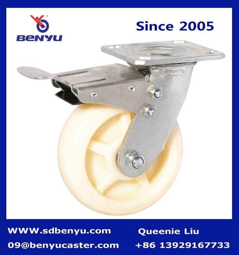 Heavy duty nylon caster with brake 1