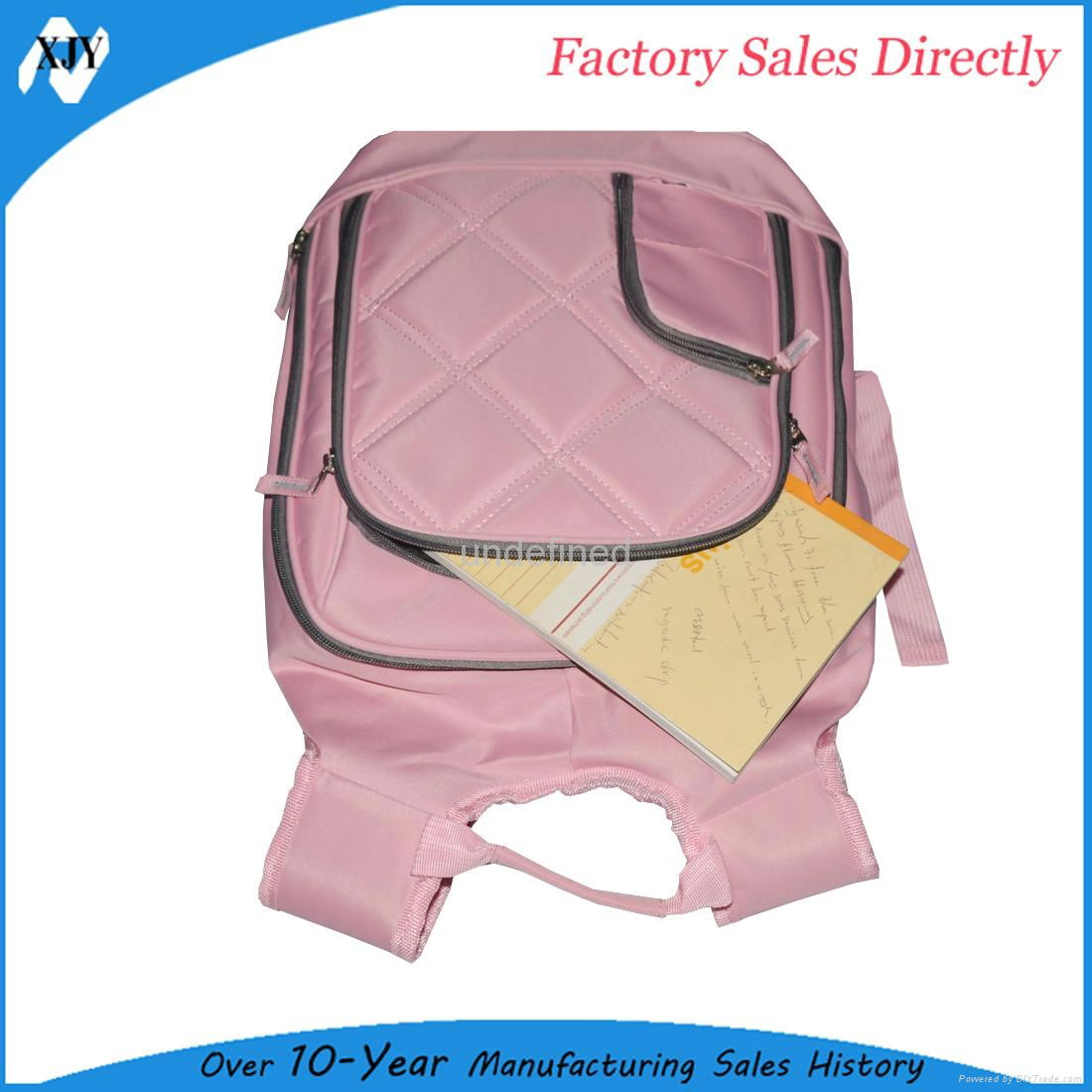 Pink nylon children school backpack for gilrs 4