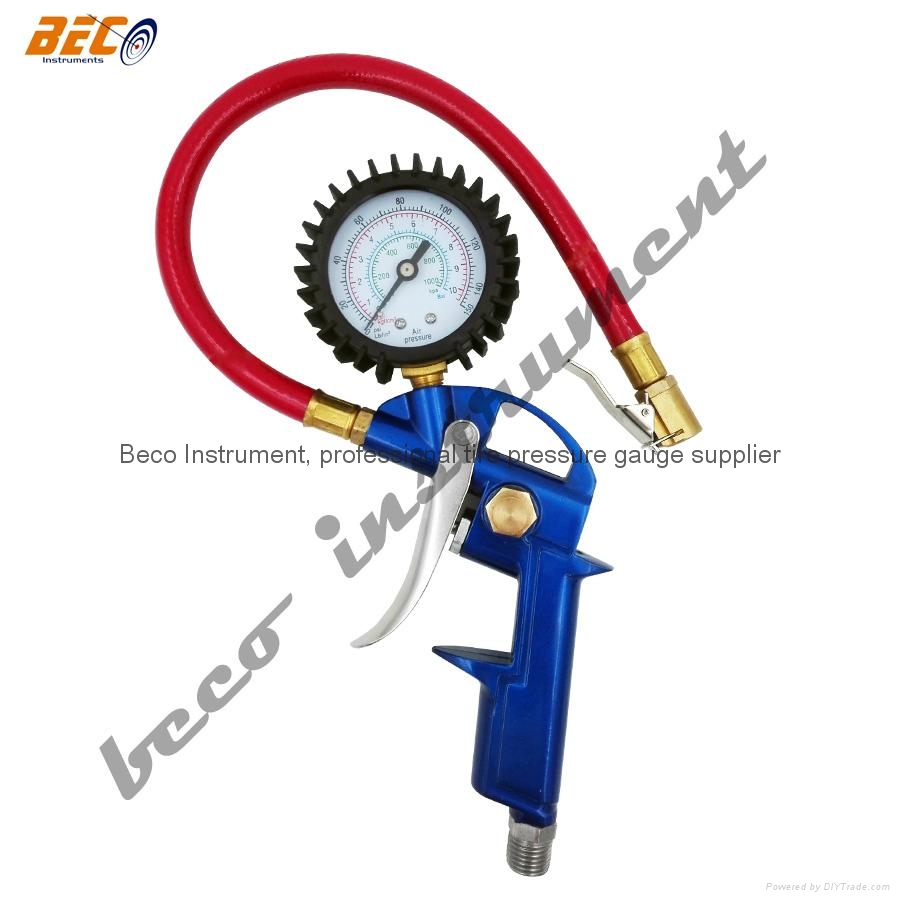 BECO Tire Inflator Gauge Dual Chuck Nozzle Design Reaches Inner Wheel