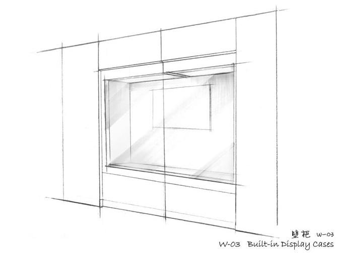 Wall display cases Built in display cases W-03