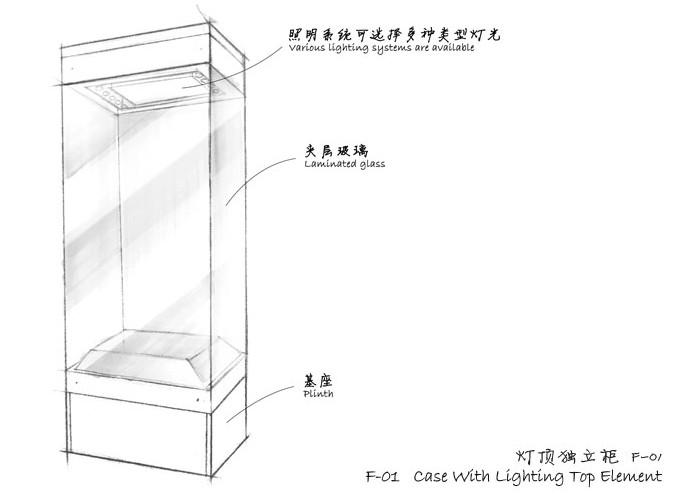 Free standing display cases - Case With Lighting Top Element